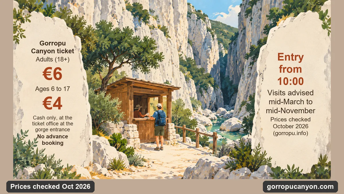 Illustration: Gorropu Canyon ticket prices, opening hours and season at a glance